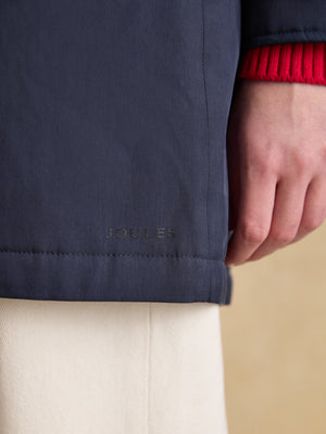 Joules Portwell Cosy Navy Fleece Lined Waterproof Raincoat with Hood
