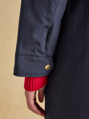 Joules Portwell Cosy Navy Fleece Lined Waterproof Raincoat with Hood
