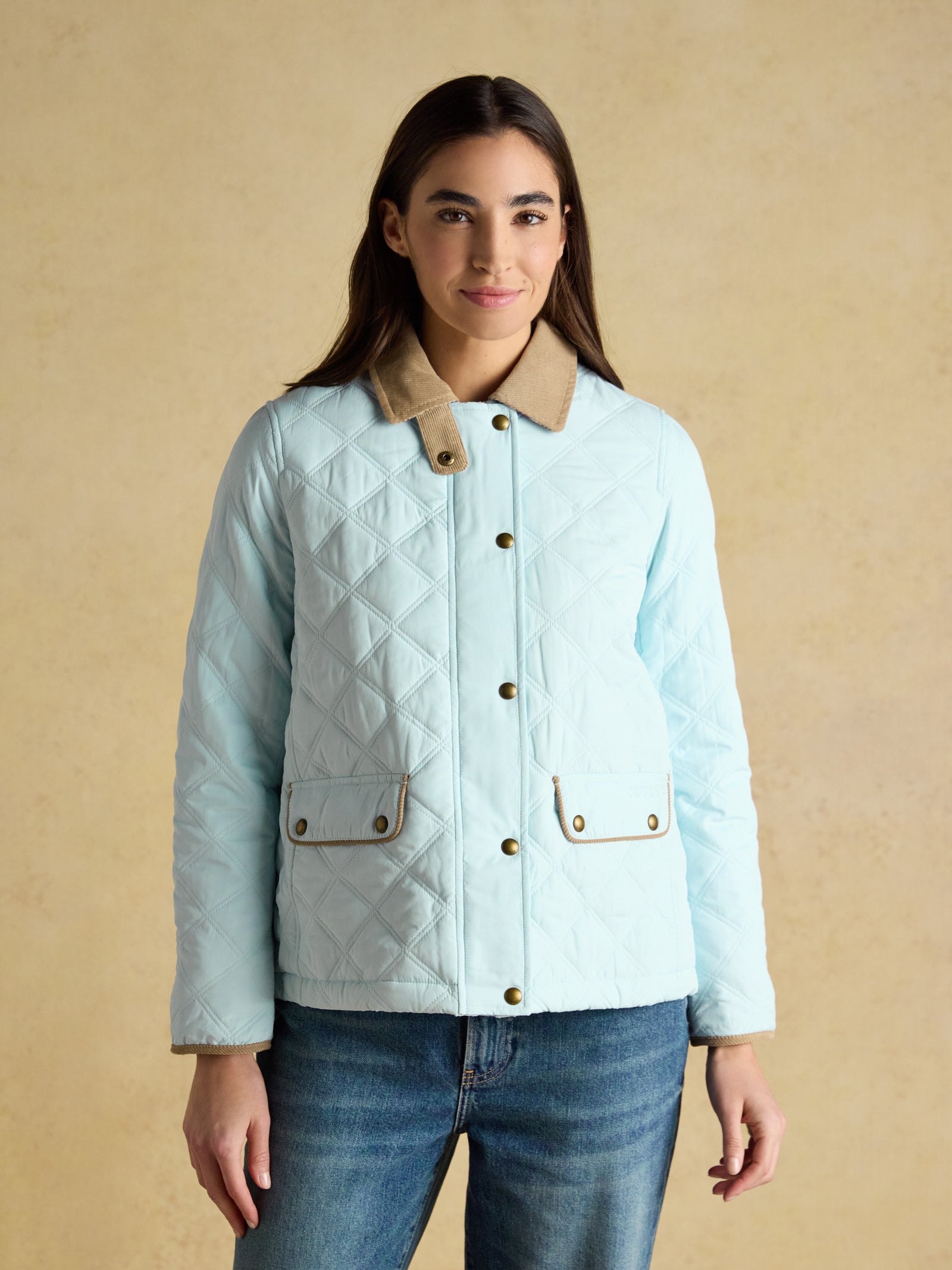Joules Harrogate Blue Showerproof Diamond Quilted Barn Jacket