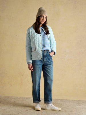 Joules Harrogate Blue Showerproof Diamond Quilted Barn Jacket