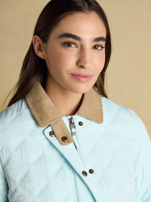 Joules Harrogate Blue Showerproof Diamond Quilted Barn Jacket