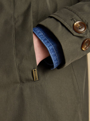 Joules Rainmore Khaki Green Button Through Waterproof Raincoat