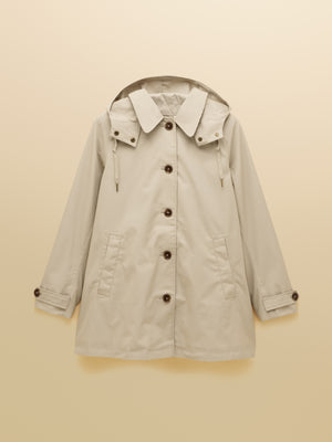 Joules Rainmore Neutral Button Through Waterproof Raincoat