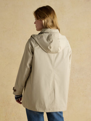 Joules Rainmore Neutral Button Through Waterproof Raincoat