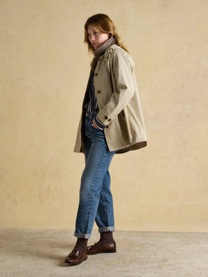 Joules Rainmore Neutral Button Through Waterproof Raincoat