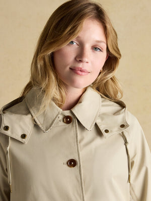 Joules Rainmore Neutral Button Through Waterproof Raincoat