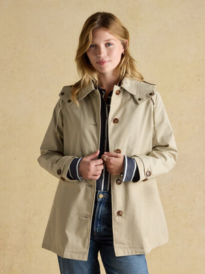 Joules Rainmore Neutral Button Through Waterproof Raincoat