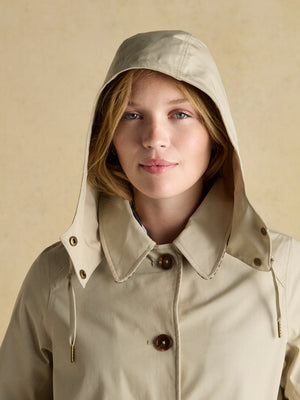 Joules Rainmore Neutral Button Through Waterproof Raincoat