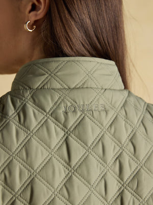 Joules Minx Khaki Sage Green Showerproof Diamond Quilted Gilet