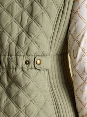 Joules Minx Khaki Sage Green Showerproof Diamond Quilted Gilet