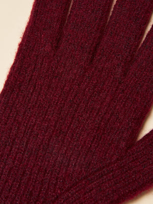 Joules Fine Knit Berry Red Gloves