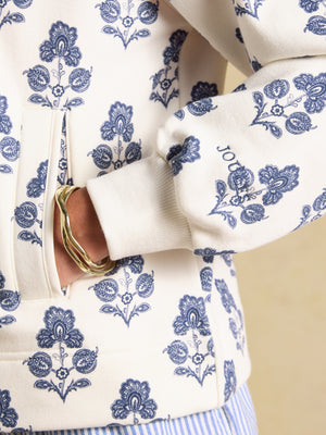 Joules Lulworth Cream Foulard Print Popper Funnel Neck Sweatshirt