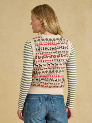 Joules Oatmeal Orchard Cotton Blend Crew Neck Knitted Vest