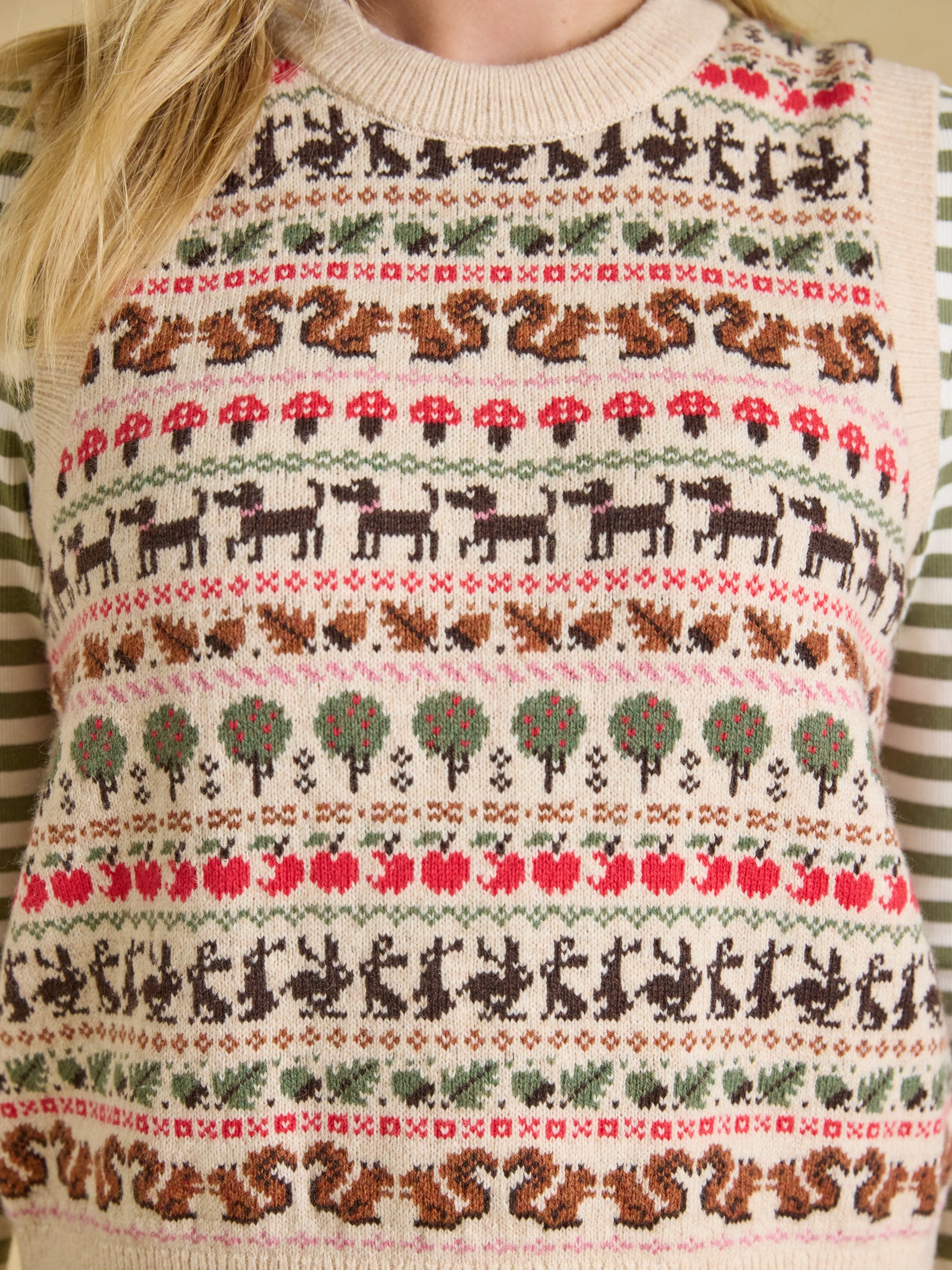 Joules Oatmeal Orchard Cotton Blend Crew Neck Knitted Vest