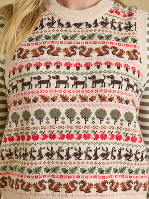 Joules Oatmeal Orchard Cotton Blend Crew Neck Knitted Vest