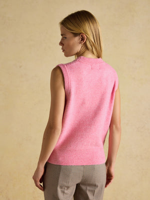 Joules Holly Bright Pink Knitted Crew Neck Vest