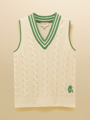 Joules Deuce Cream Cotton Cable Knit Cricket Vest