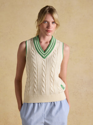 Joules Deuce Cream Cotton Cable Knit Cricket Vest