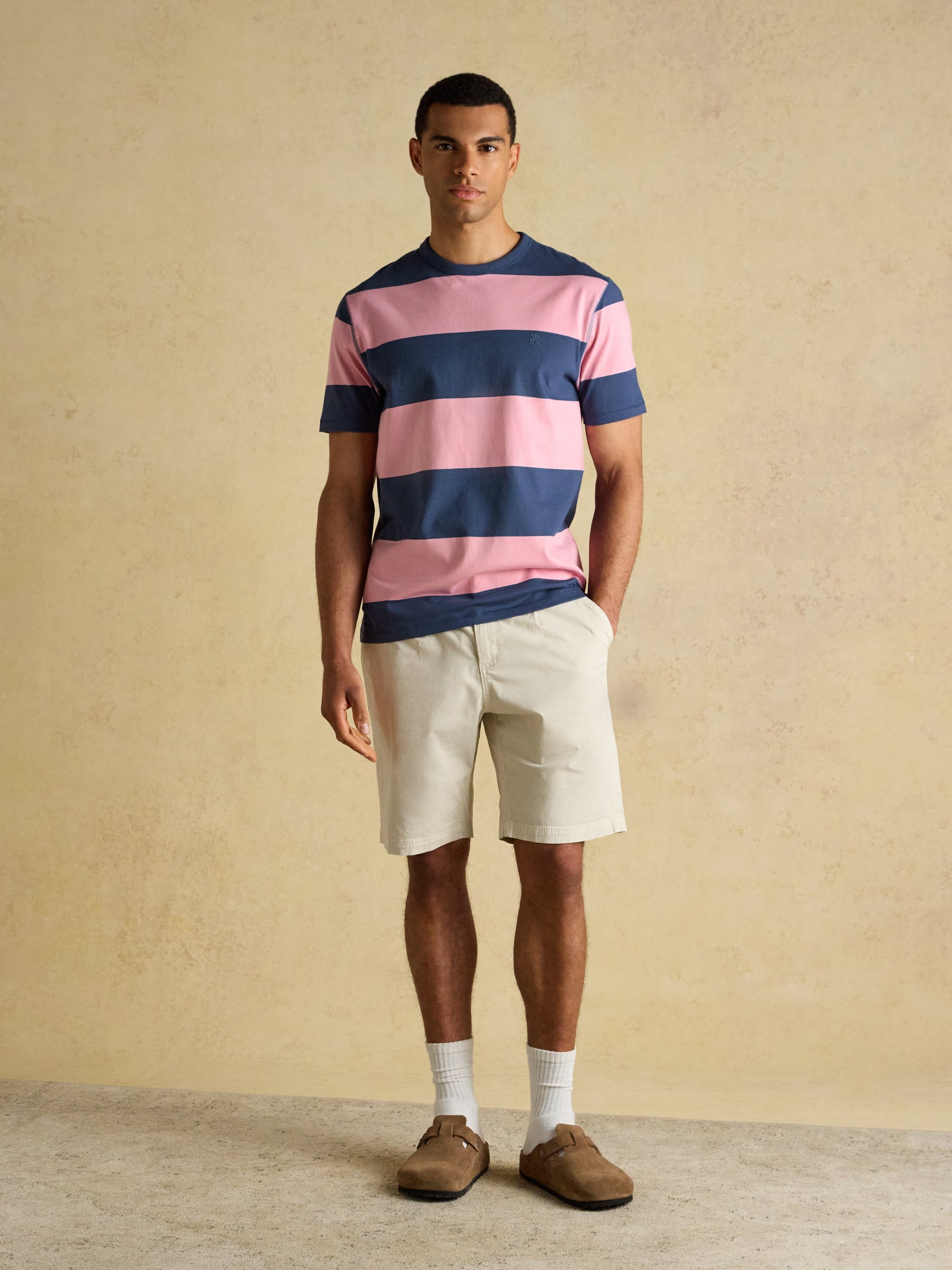 Joules Rugby Club Pink & Blue Striped Crew Neck Cotton T-Shirt
