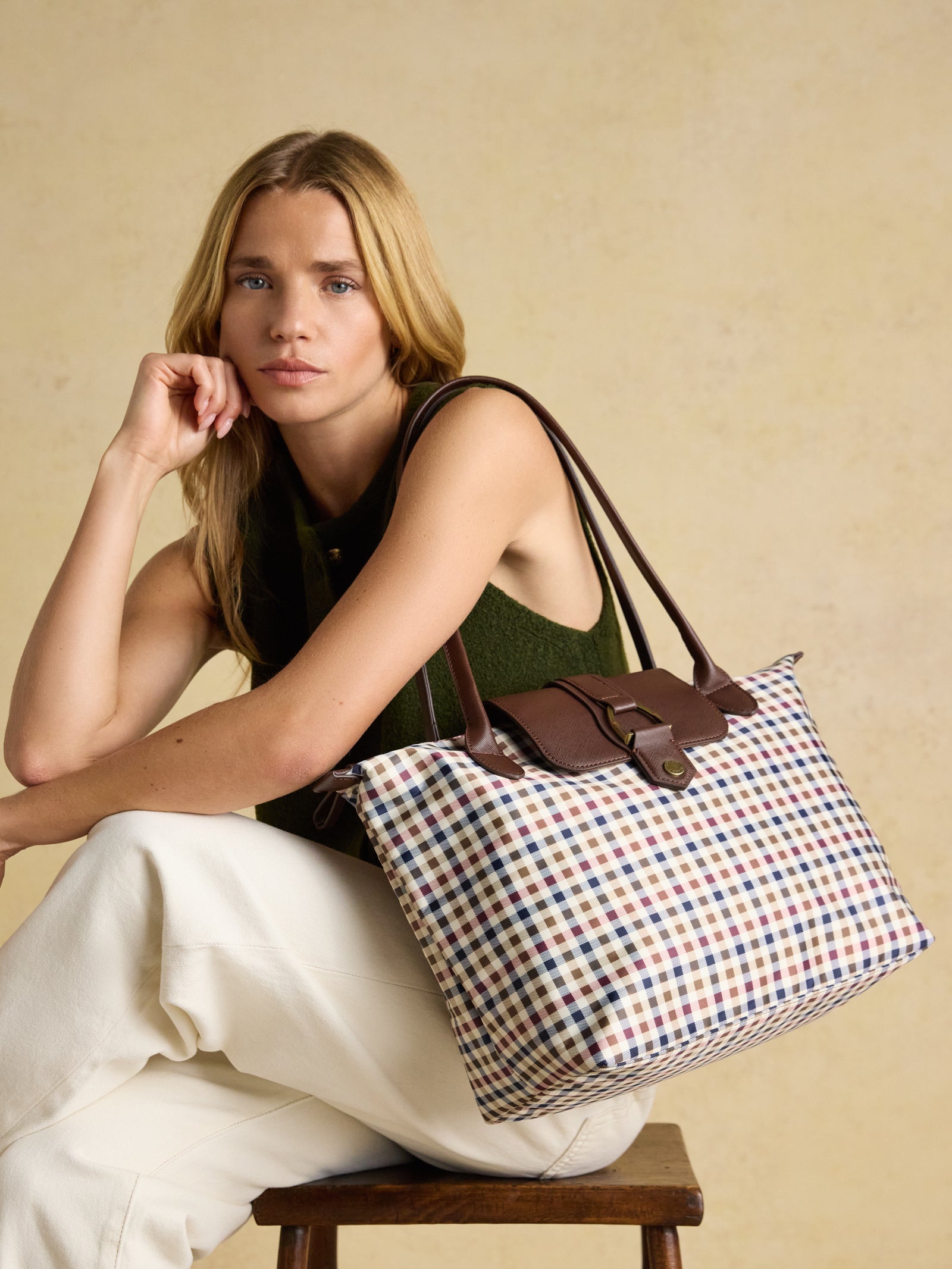 Joules Edie Gingham Tote Shoulder Bag
