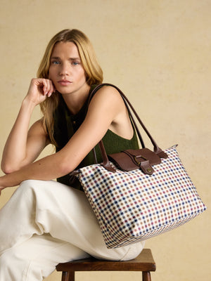 Joules Edie Gingham Tote Shoulder Bag