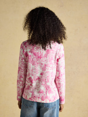 Joules Harbour Pink City Toile Boat Neck 100% Cotton Printed Top