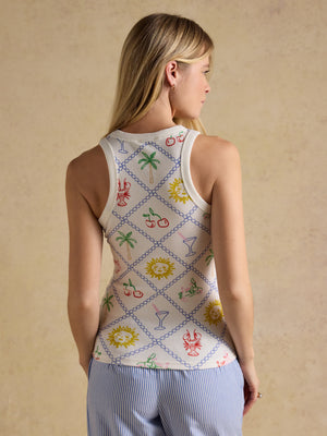 Joules Sofia Summer Icons Ribbed Cotton Rich Jersey Vest