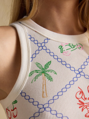 Joules Sofia Summer Icons Ribbed Cotton Rich Jersey Vest