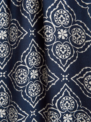 Joules Nia Navy Geo V-Neck Long Sleeve Midi Jersey Dress