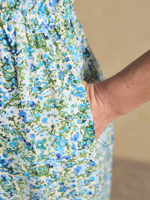 Joules Adele Green Ditsy V-Neck Short Sleeve Midi Dress