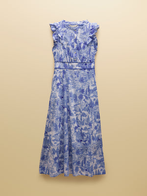Joules Samantha Blue/White Toile Woven Maxi Dress