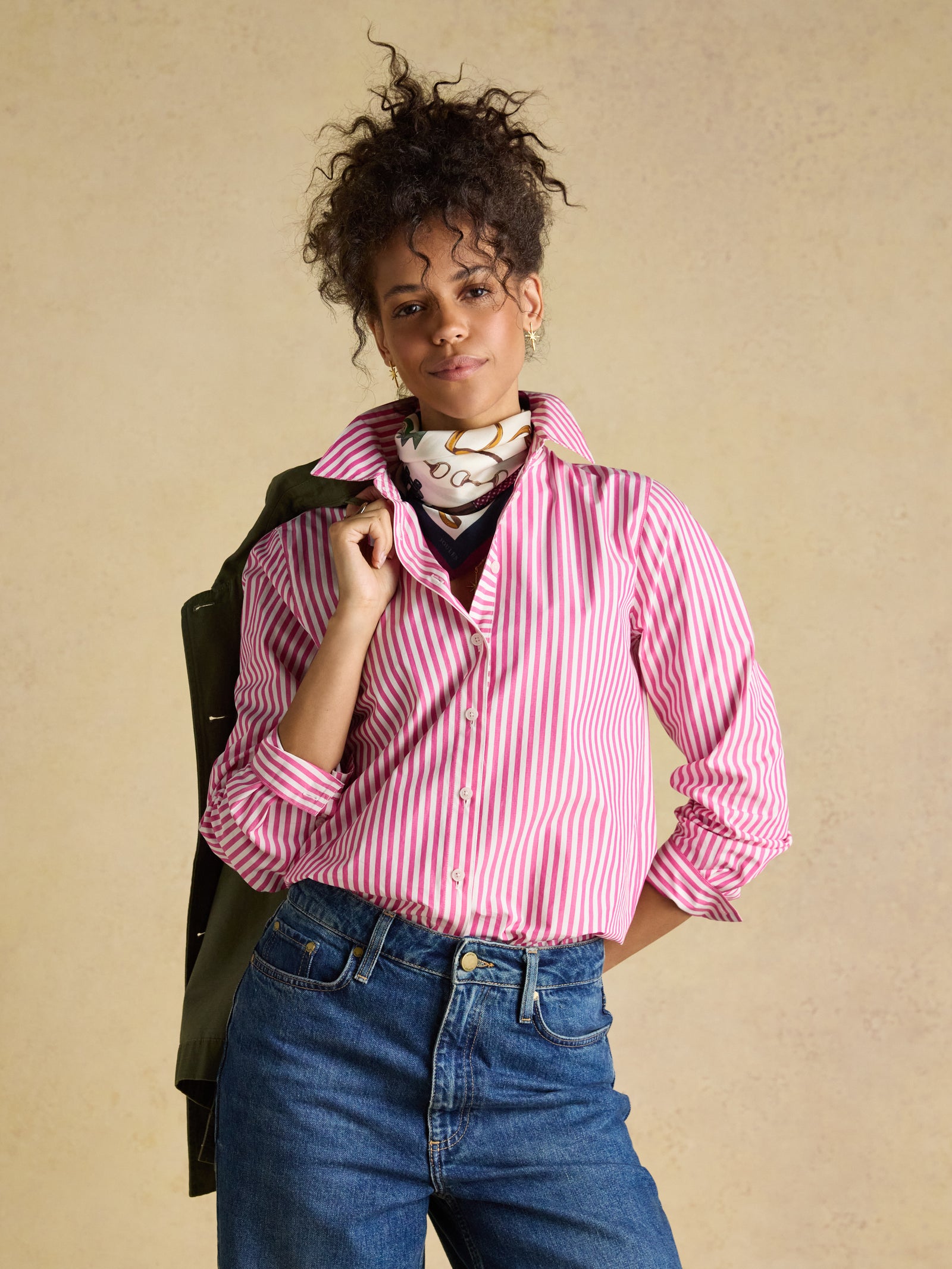 Joules Classic Fit Pink Striped Poplin Shirt