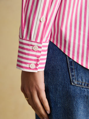 Joules Classic Fit Pink Striped Poplin Shirt