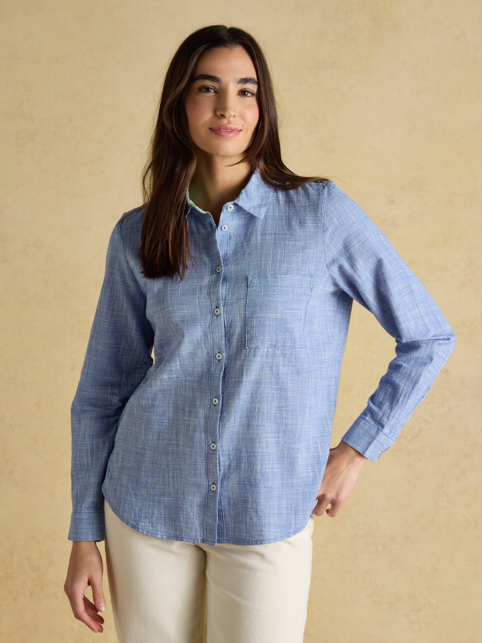 Joules Ida Blue Long Sleeve Cotton Shirt