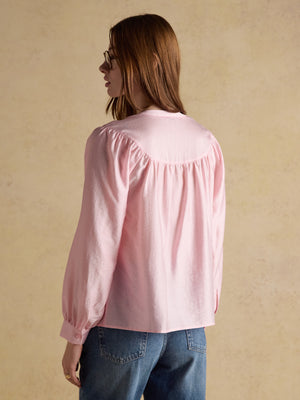 Joules Rose Pink Long Sleeve V-Neck Blouse