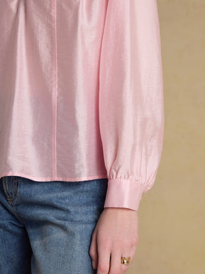 Joules Rose Pink Long Sleeve V-Neck Blouse