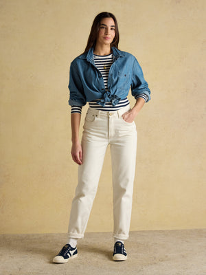 Joules Sophie Navy Stripe Long Sleeve Ribbed Fitted Top