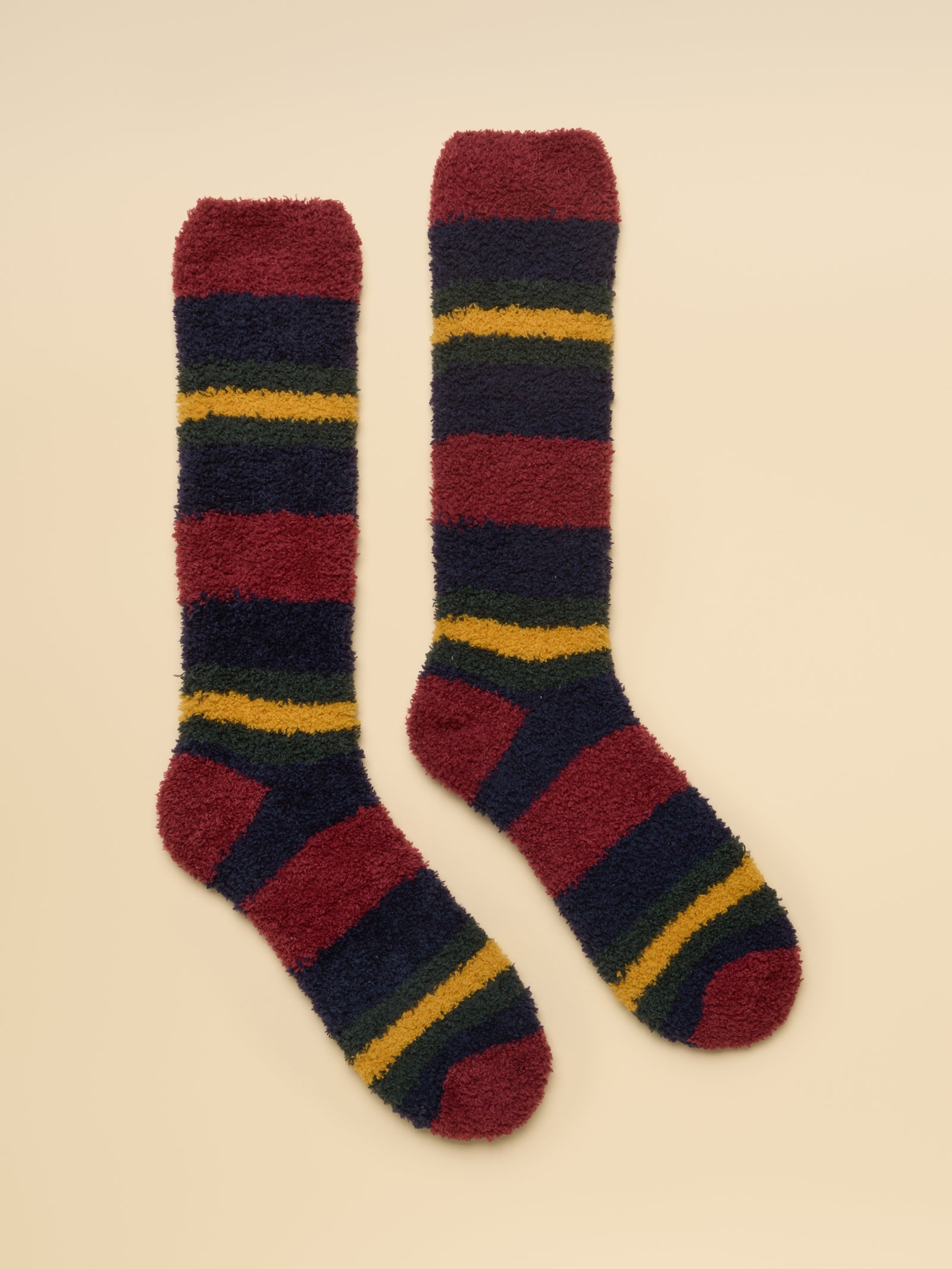 Joules Men's Fluffy Red & Navy Stripe Socks