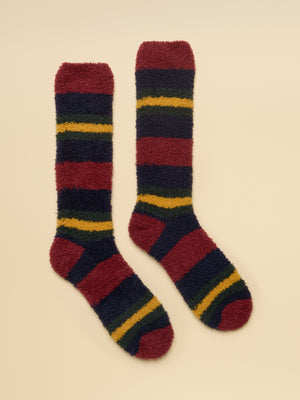 Joules Men's Fluffy Red & Navy Stripe Socks