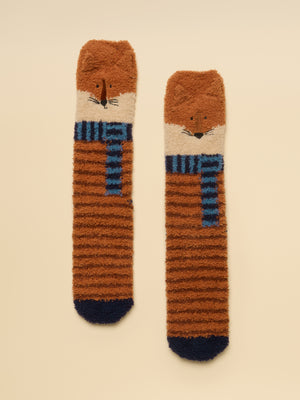 Joules Men's Fluffy Orange Fox Socks