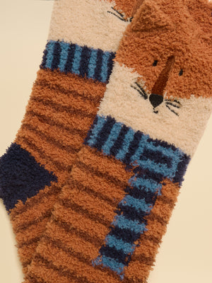 Joules Men's Fluffy Orange Fox Socks