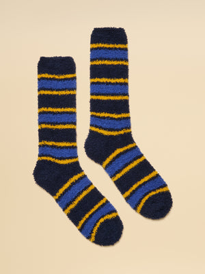 Joules Men's Fluffy Blue Stripe Socks