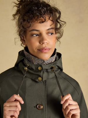 Joules Rainmore Khaki Green Waterproof Button Through Raincoat