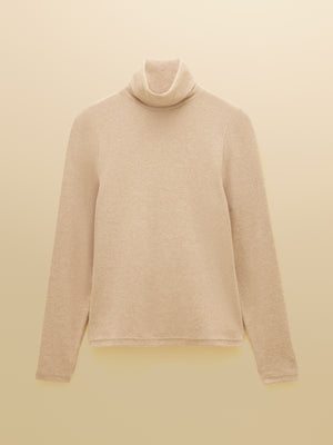 Joules Oat Marl Warm Handle Ribbed Roll Neck Jersey Top