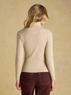 Joules Oat Marl Warm Handle Ribbed Roll Neck Jersey Top