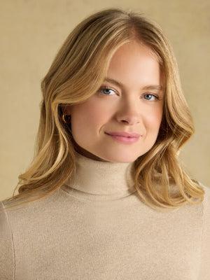 Joules Oat Marl Warm Handle Ribbed Roll Neck Jersey Top
