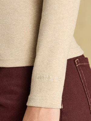 Joules Oat Marl Warm Handle Ribbed Roll Neck Jersey Top