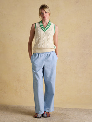 Joules Deuce Cream Cotton Cable Knit Cricket Vest