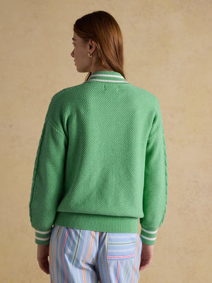 Joules Dibly Green Cable Knit Cricket Cotton Jumper