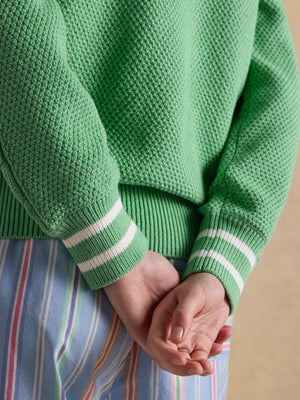 Joules Dibly Green Cable Knit Cricket Cotton Jumper